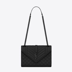 NEW YSL MEDIUM ENVELOPE IN QUILTED GRAIN DE POUDRE EMBOSSED LEATHER